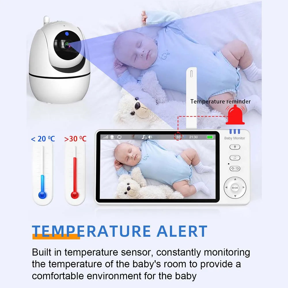 5-Zoll Video-Babyphone mit HD-Kamera & Nachtsicht