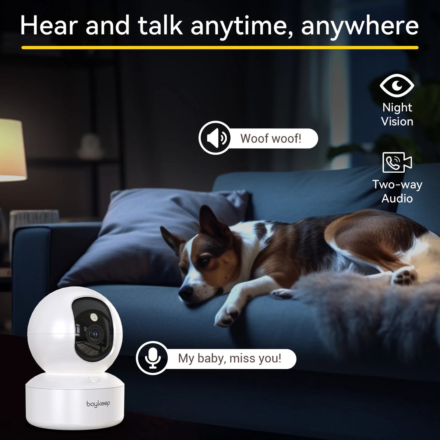 2K WiFi Haustier-Kamera – 360° mit Nachtsicht & App